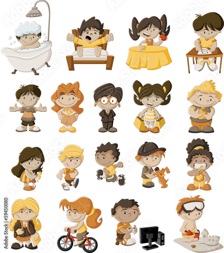 Vector: Board game with happy cartoon children playing Board game with happy cartoon children playing