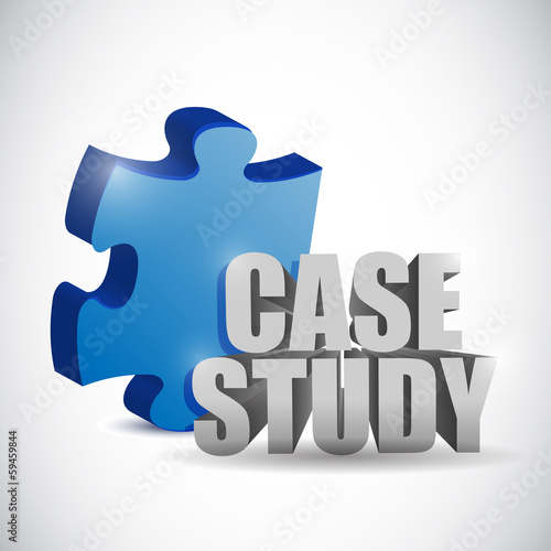 Illustration: puzzle piece and case study sign. illustration puzzle piece and case study sign. illustration