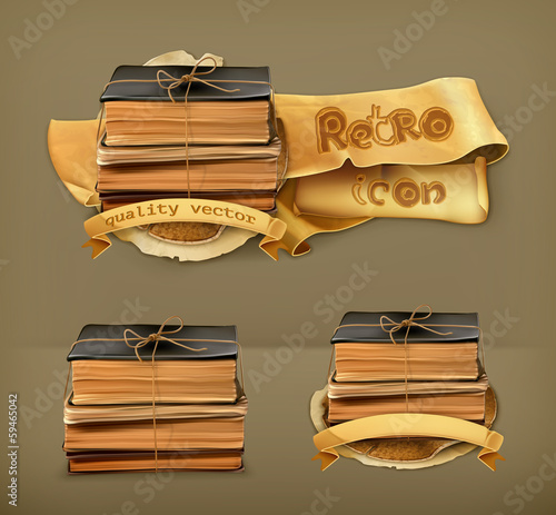 Vector: Stack of old books, vector icon Stack of old books, vector icon
