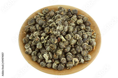 Photo: Dried Chinese hand rolled green tea leaves Dried Chinese hand rolled green tea leaves
