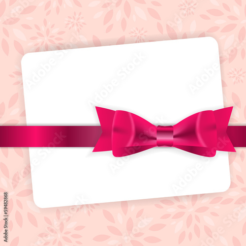 Vector: Valentine`s Day Card with Bow and Ribbon Vector Illustration Valentine`s Day Card with Bow and Ribbon Vector Illustration