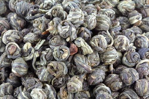 Photo: Dried Chinese hand rolled green tea leaves Dried Chinese hand rolled green tea leaves