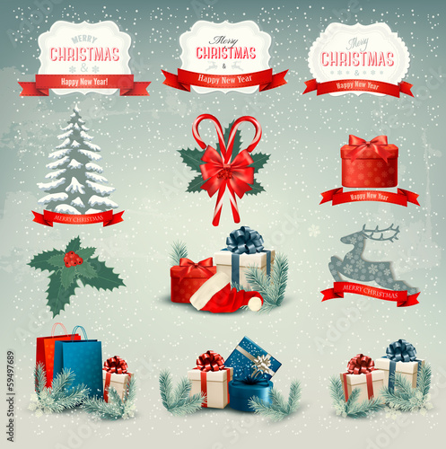 Vector: Big collection of Christmas icons and design elements. Vector il Big collection of Christmas icons and design elements. Vector il