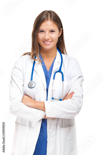 Photo: Smiling nurse isolated on white Smiling nurse isolated on white
