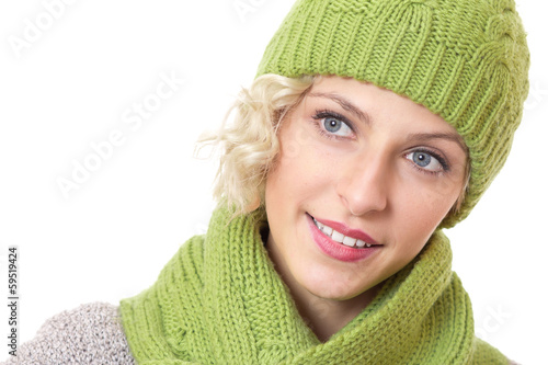 Photo: Happy young woman looking to side Happy young woman looking to side
