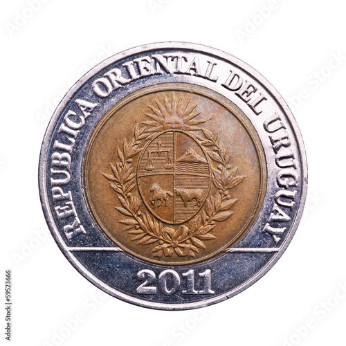 Photo: Coin of ten Uruguayan pesos. Coin of ten Uruguayan pesos.