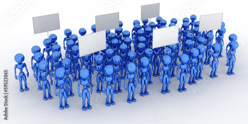 Illustration: A crowd of people with blank poster #3 A crowd of people with blank poster #3