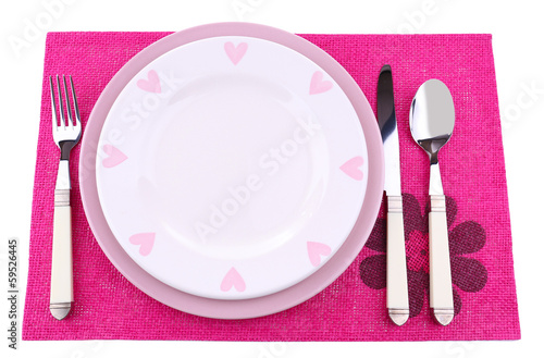 Photo: Set of utensil for dinner, isolated on white Set of utensil for dinner, isolated on white