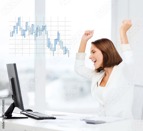 Photo: businesswoman with computer in office businesswoman with computer in office