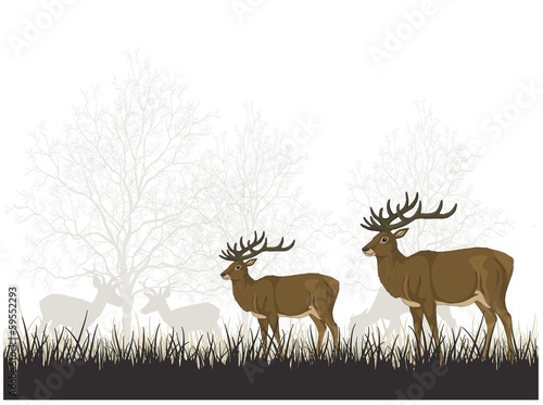 Vector: Ormanda geyikler Ormanda geyikler