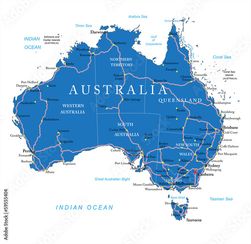Fototapeta Australia road map