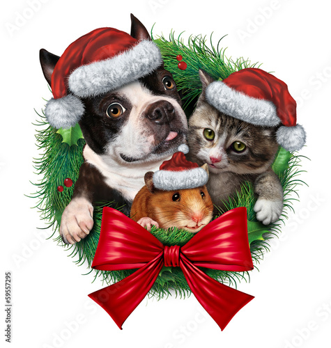 Illustration: Pets Holiday Wreath Pets Holiday Wreath