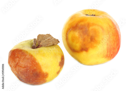 Photo: Rotten apples isolated on white Rotten apples isolated on white