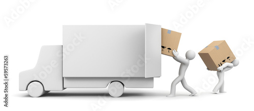 Illustration: People unload a car People unload a car