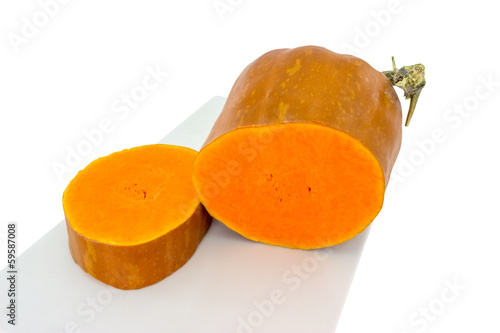 Photo: Cut a piece of pie pumpkin 2 Cut a piece of pie pumpkin 2