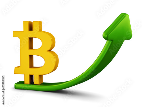 Illustration: Growing bitcoin graph concept Growing bitcoin graph concept