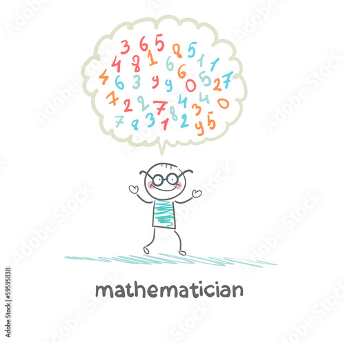 Vector: mathematician thinks about numbers mathematician thinks about numbers