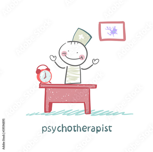 Vector: psychotherapist working in his office psychotherapist working in his office