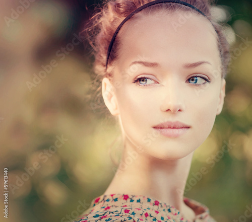 Photo: Beauty Romantic Girl Outdoor. Beautiful Teenage Model Beauty Romantic Girl Outdoor. Beautiful Teenage Model