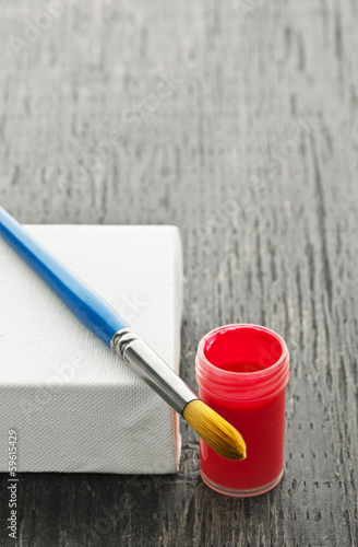 Photo: Paintbrush on canvas Paintbrush on canvas