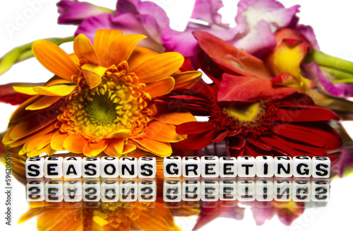 Photo: Seasons greetings with mixed flowers Seasons greetings with mixed flowers