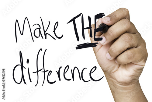 Photo: Make the difference hand writing on a transparent board Make the difference hand writing on a transparent board