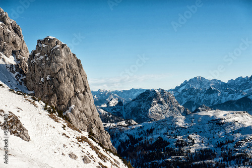 Photo: Alps in winter, Ski resort Nassfeld - Mountains Alps, Austria Alps in winter, Ski resort Nassfeld - Mountains Alps, Austria