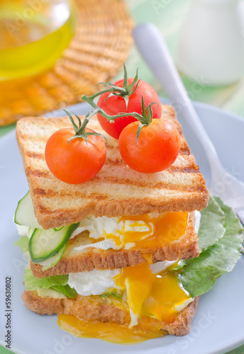 Photo: bread with poached eggs bread with poached eggs