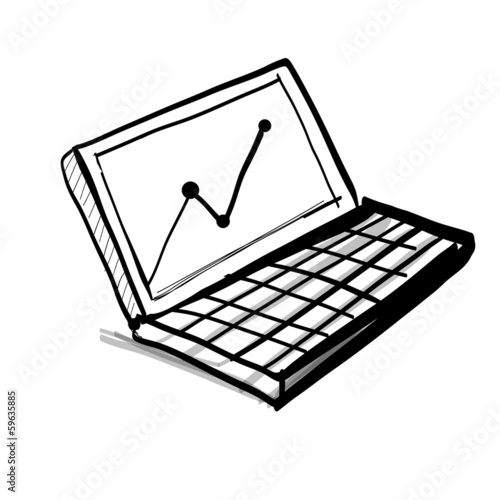 Vector: Laptop with diagram and chart Laptop with diagram and chart