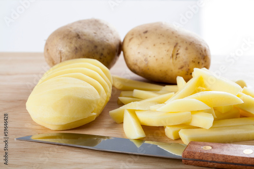 Photo: Sliced peeled potatoes Sliced peeled potatoes