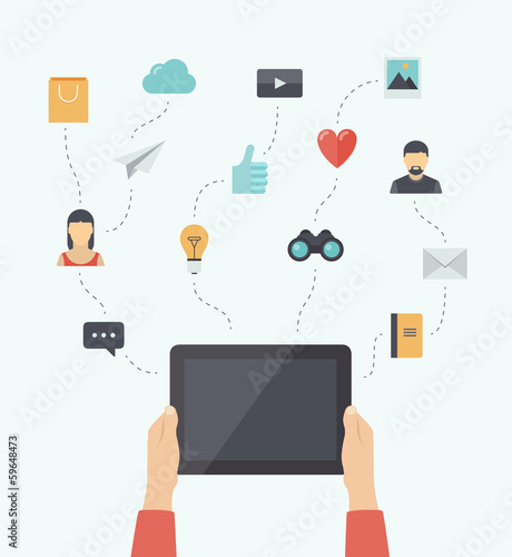 Vector: Modern mobile communication technology flat illustration Modern mobile communication technology flat illustration