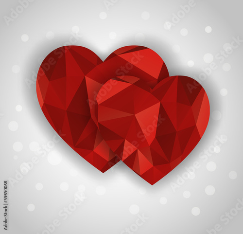 Vector: two abstract diamond hearts shape greeting card two abstract diamond hearts shape greeting card
