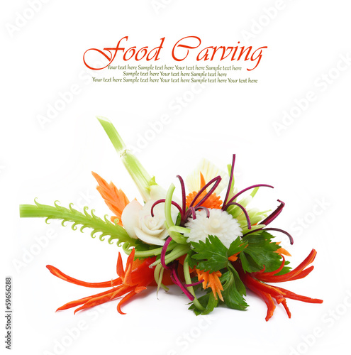 Photo: Creative bouquet made of fruits and vegetables isolated Creative bouquet made of fruits and vegetables isolated