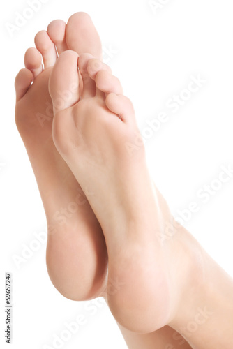 Photo: Beautiful fresh, clean feet with pedicure. Beautiful fresh, clean feet with pedicure.