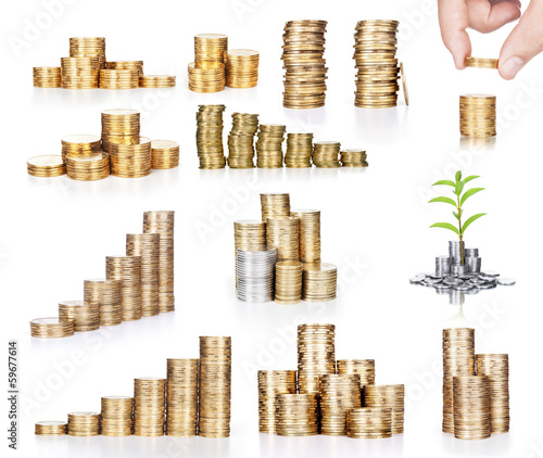 Photo: Coins isolated on white Coins isolated on white