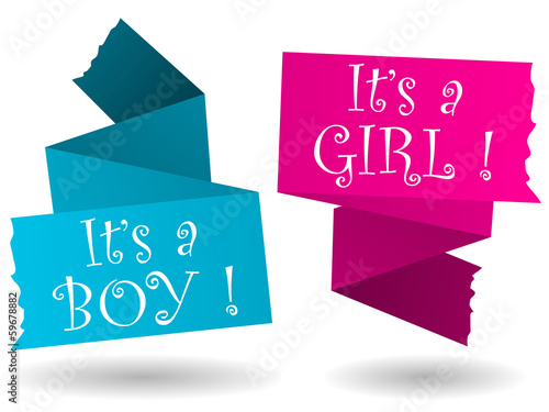 Vector: Origami banner-boy-girl-announcement Origami banner-boy-girl-announcement