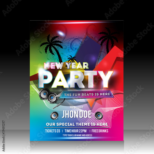 Vector: Vector Colorful New Year Party Flyer Vector Colorful New Year Party Flyer