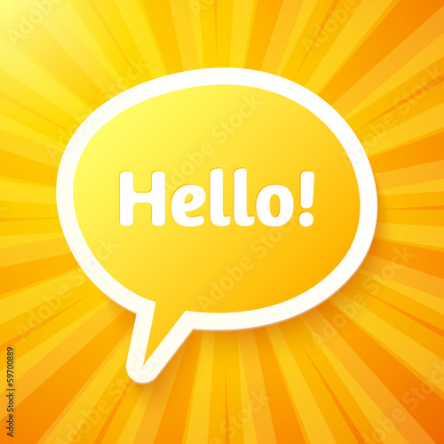 Vector: Yellow speech bubble with sign "Hello!" Yellow speech bubble with sign "Hello!"