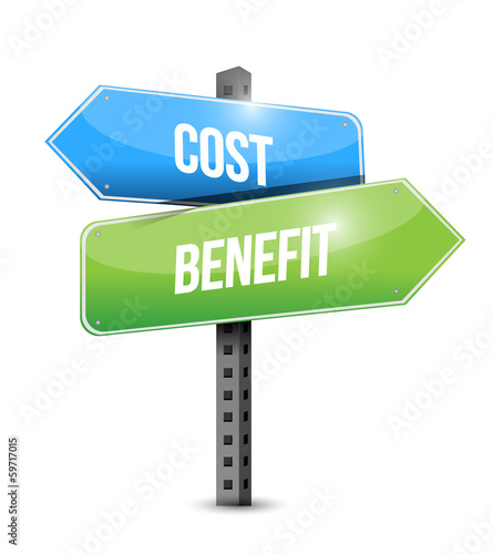 Illustration: cost benefit sign cost benefit sign