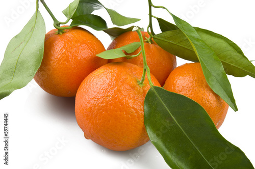 Photo: Orange mandarin or tangerine fruit with leaves Orange mandarin or tangerine fruit with leaves