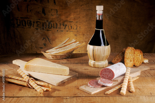 Photo: cheese salami and wine cheese salami and wine