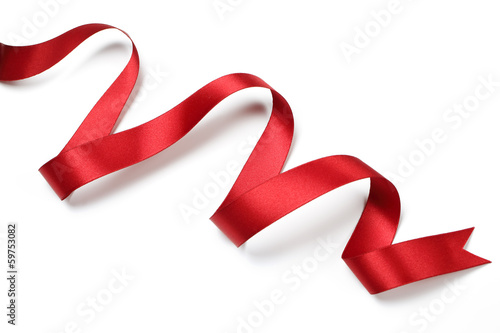 Photo: Red satin ribbon isolated Red satin ribbon isolated