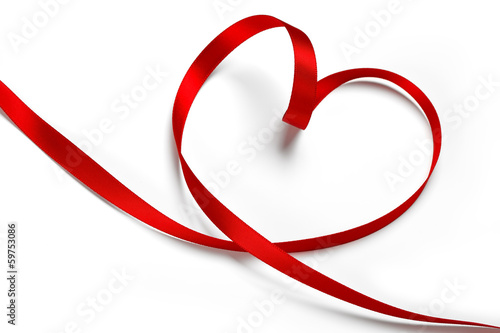 Photo: Red ribbon in heart shape Red ribbon in heart shape