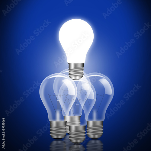 Illustration: Teamwork with idea light bulbs Teamwork with idea light bulbs