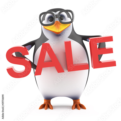 Illustration: Academic penguin holds a Sale Academic penguin holds a Sale