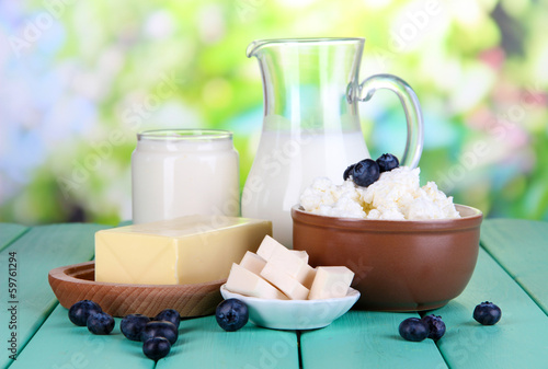 Photo: Fresh dairy products with blueberry Fresh dairy products with blueberry