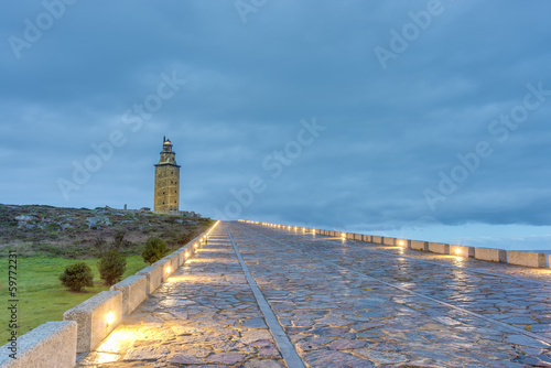 Photo: Tower of Hercules in A Coruna, Galicia, Spain. Tower of Hercules in A Coruna, Galicia, Spain.