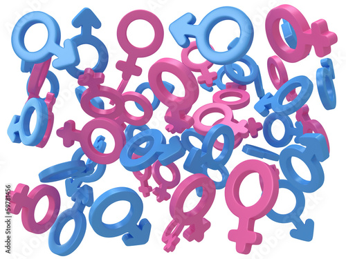 Illustration: 3d illustration of Male and female signs. 3d illustration of Male and female signs.
