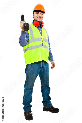 Photo: Workman with a drill Workman with a drill