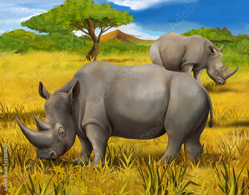 Obraz na płótnie Safari - rhino - illustration for the children